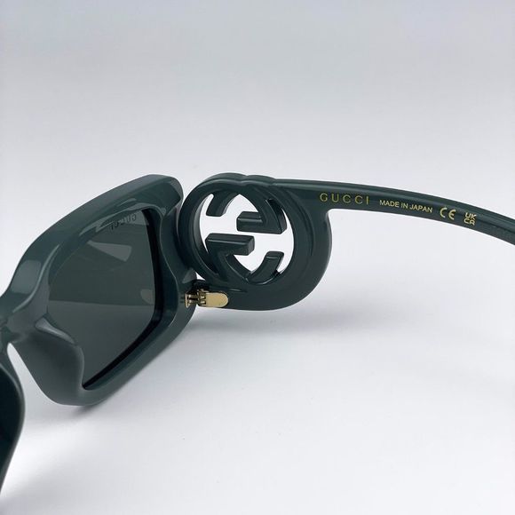 Gucci GG1325S 003 Sunglasses Grey Smoke Grey Rectangle Women main image 11